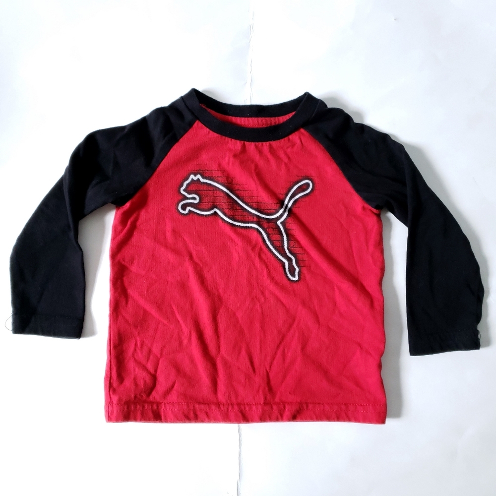 PUMA Baseball Tee Raglan Sleeves Black Red